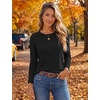 Ekouaer Womens Long Sleeve Shirts Casual Tops Crewneck Thermal Tshirts(Black)
