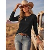 Ekouaer Womens Long Sleeve Shirts Casual Tops Crewneck Thermal Tshirts(Black)