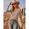 Ekouaer Womens Long Sleeve Shirts Casual Tops Crewneck Thermal Tshirts(Brown)