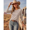 Ekouaer Womens Long Sleeve Shirts Casual Tops Crewneck Thermal Tshirts(Khaki)