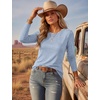 Ekouaer Womens Long Sleeve Shirts Casual Tops Crewneck Thermal Tshirts(Light Blue)