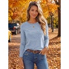 Ekouaer Womens Long Sleeve Shirts Casual Tops Crewneck Thermal Tshirts(Light Blue)