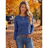 Ekouaer Womens Long Sleeve Shirts Casual Tops Crewneck Thermal Tshirts(Navy Blue)