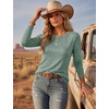 Ekouaer Womens Long Sleeve Shirts Casual Tops Crewneck Thermal Tshirts(Olive Green)