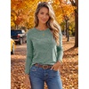 Ekouaer Womens Long Sleeve Shirts Casual Tops Crewneck Thermal Tshirts(Olive Green)