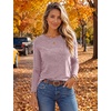 Ekouaer Womens Long Sleeve Shirts Casual Tops Crewneck Thermal Tshirts(Pink)