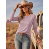 Ekouaer Womens Long Sleeve Shirts Casual Tops Crewneck Thermal Tshirts(Pink)