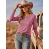 Ekouaer Womens Long Sleeve Shirts Casual Tops Crewneck Thermal Tshirts(Red)