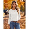 Ekouaer Womens Long Sleeve Shirts Casual Tops Crewneck Thermal Tshirts(White)