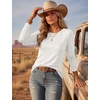 Ekouaer Womens Long Sleeve Shirts Casual Tops Crewneck Thermal Tshirts(White)