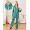 Ekouaer Womens Pajama Sets 2 Piece Long Sleeve Sleepwear Soft Button Up Pjs(Aqua Green)