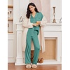 Ekouaer Womens Pajama Sets 2 Piece Long Sleeve Sleepwear Soft Button Up Pjs(Aqua Green)