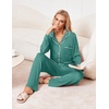 Ekouaer Womens Pajama Sets 2 Piece Long Sleeve Sleepwear Soft Button Up Pjs(Aqua Green)