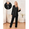 Ekouaer Womens Pajama Sets 2 Piece Long Sleeve Sleepwear Soft Button Up Pjs(Black)