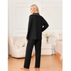 Ekouaer Womens Pajama Sets 2 Piece Long Sleeve Sleepwear Soft Button Up Pjs(Black)