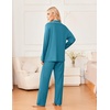 Ekouaer Womens Pajama Sets 2 Piece Long Sleeve Sleepwear Soft Button Up Pjs(Blue Green)