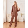 Ekouaer Womens Pajama Sets 2 Piece Long Sleeve Sleepwear Soft Button Up Pjs(Brown)