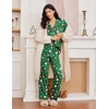Ekouaer Womens Pajama Sets 2 Piece Long Sleeve Sleepwear Soft Button Up Pjs(Christmas Green)