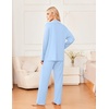 Ekouaer Womens Pajama Sets 2 Piece Long Sleeve Sleepwear Soft Button Up Pjs(Clear Blue)