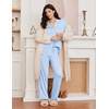 Ekouaer Womens Pajama Sets 2 Piece Long Sleeve Sleepwear Soft Button Up Pjs(Clear Blue)
