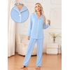 Ekouaer Womens Pajama Sets 2 Piece Long Sleeve Sleepwear Soft Button Up Pjs(Clear Blue)