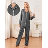 Ekouaer Womens Pajama Sets 2 Piece Long Sleeve Sleepwear Soft Button Up Pjs(Dark Gray)