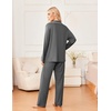 Ekouaer Womens Pajama Sets 2 Piece Long Sleeve Sleepwear Soft Button Up Pjs(Dark Gray)