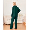 Ekouaer Womens Pajama Sets 2 Piece Long Sleeve Sleepwear Soft Button Up Pjs(Dark Green)
