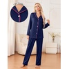 Ekouaer Womens Pajama Sets 2 Piece Long Sleeve Sleepwear Soft Button Up Pjs(Navy Blue)