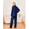 Ekouaer Womens Pajama Sets 2 Piece Long Sleeve Sleepwear Soft Button Up Pjs(Navy Blue)