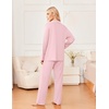 Ekouaer Womens Pajama Sets 2 Piece Long Sleeve Sleepwear Soft Button Up Pjs(Pink)