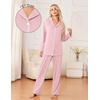 Ekouaer Womens Pajama Sets 2 Piece Long Sleeve Sleepwear Soft Button Up Pjs(Pink)