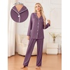 Ekouaer Womens Pajama Sets 2 Piece Long Sleeve Sleepwear Soft Button Up Pjs(Purple Red)