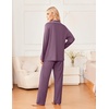 Ekouaer Womens Pajama Sets 2 Piece Long Sleeve Sleepwear Soft Button Up Pjs(Purple Red)