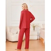 Ekouaer Womens Pajama Sets 2 Piece Long Sleeve Sleepwear Soft Button Up Pjs(Red)