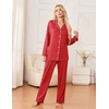Ekouaer Womens Pajama Sets 2 Piece Long Sleeve Sleepwear Soft Button Up Pjs(Red)