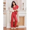 Ekouaer Womens Pajama Sets 2 Piece Long Sleeve Sleepwear Soft Button Up Pjs(Red)