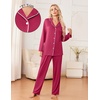 Ekouaer Womens Pajama Sets 2 Piece Long Sleeve Sleepwear Soft Button Up Pjs(Rose Red)