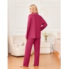 Ekouaer Womens Pajama Sets 2 Piece Long Sleeve Sleepwear Soft Button Up Pjs(Rose Red)