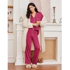 Ekouaer Womens Pajama Sets 2 Piece Long Sleeve Sleepwear Soft Button Up Pjs(Rose Red)