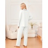 Ekouaer Womens Pajama Sets 2 Piece Long Sleeve Sleepwear Soft Button Up Pjs(White)