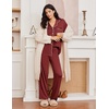 Ekouaer Womens Pajama Sets 2 Piece Long Sleeve Sleepwear Soft Button Up Pjs(Wine Red)