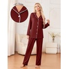 Ekouaer Womens Pajama Sets 2 Piece Long Sleeve Sleepwear Soft Button Up Pjs(Wine Red)