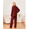Ekouaer Womens Pajama Sets 2 Piece Long Sleeve Sleepwear Soft Button Up Pjs(Wine Red)