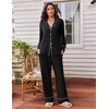 Ekouaer Womens Pajama Sets 2 Piece Lounge Sets Button Down Long Sleeve Pjs(Black)
