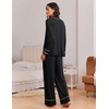 Ekouaer Womens Pajama Sets 2 Piece Lounge Sets Button Down Long Sleeve Pjs(Black)