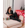Ekouaer Womens Pajama Sets 2 Piece Lounge Sets Button Down Long Sleeve Pjs(Black)