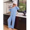 Ekouaer Womens Pajama Sets 2 Piece Lounge Sets Button Down Long Sleeve Pjs(Blue)