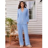 Ekouaer Womens Pajama Sets 2 Piece Lounge Sets Button Down Long Sleeve Pjs(Blue)