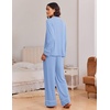 Ekouaer Womens Pajama Sets 2 Piece Lounge Sets Button Down Long Sleeve Pjs(Blue)